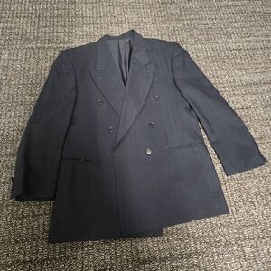 Classic Navy Striped Double-Breasted Men's Blazer